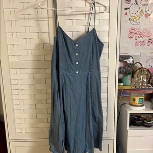 Blue Faux Denim Spaghetti Strap Juniors Dress